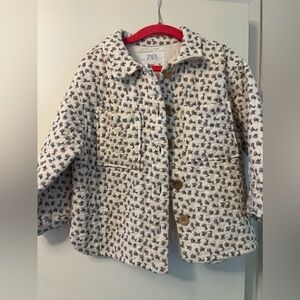 Zara Cream and Black Patterned Kids Jacket
